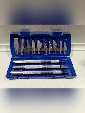 Precision Hobby Knife Set with Interchangeable Blades - Blue Case